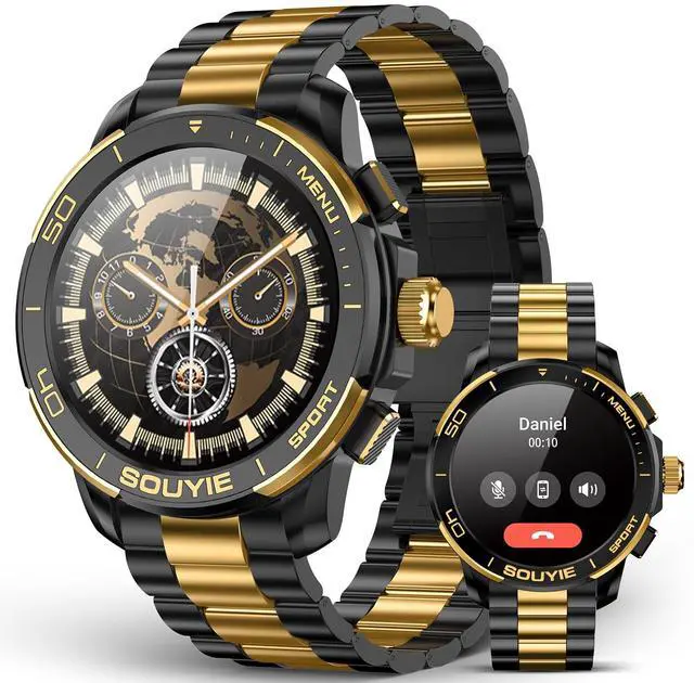 Main image of SW-7 Lux Smart Watch for Men, 1.43" AMOLED, AI Voice, Bluetooth Call | High-Gloss Ceramic Bezel & Two-Tone Steel, AI GPT Voice Assistant, Health Monitor, 100+ Sports Modes, Compatible iOS Android