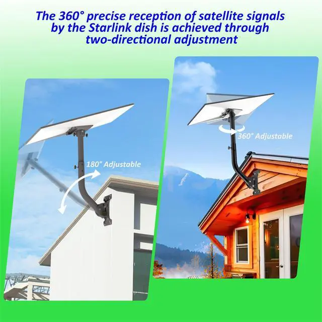 Alt view image 3 of 7 - 360° Adjustable Starlink Mount for Gen 3& Gen 4/4X with Wide Base | Extendable Pole, Wall & Roof Mounting Kit Compatible with Standard V4/4X Starlink Dish Adapter, Hardware for Concrete/Wood