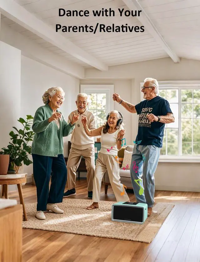 Alt view image 6 of 6 - Simple Music Player for Dementia Seniors | Easy MP3 Player for Elderly & Low Vision People One-Touch Controls ON Off Retro Music Box (Cyan)