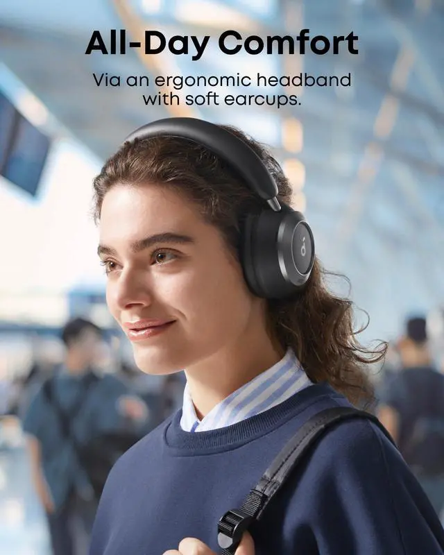 Alt view image 6 of 7 - Anker Space One Pro Wireless Over-Ear Headphones, Foldable Design | Adaptive Active Noise Cancelling, 60H Playtime, Hi-Res LDAC, multipoint connection, 6-Mic Calls, 5-Min Charge for 8 Hrs