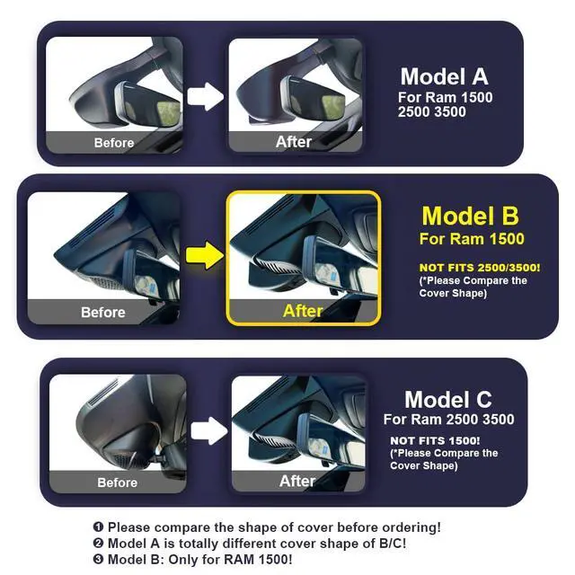Alt view image 2 of 7 - 4K Dash Cam Suitable for RAM 1500 (Model B) 2019-2024 Rebel Big Horn Laramie Tradesman TRX Classic, OEM Look, 2160P UHD Video, WiFi & APP, Loop Recording G-Sensor, Easy to Use, 64GB Card
