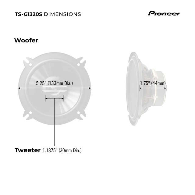 Alt view image 6 of 7 - PIONEER G-Series TS-G1320S 5.25" 2-Way Coaxial Car Speakers 250W Max | Great Stock Upgrade, Crisp Highs + Clear Vocals, High-Efficiency Speaker Designed for OEM Power