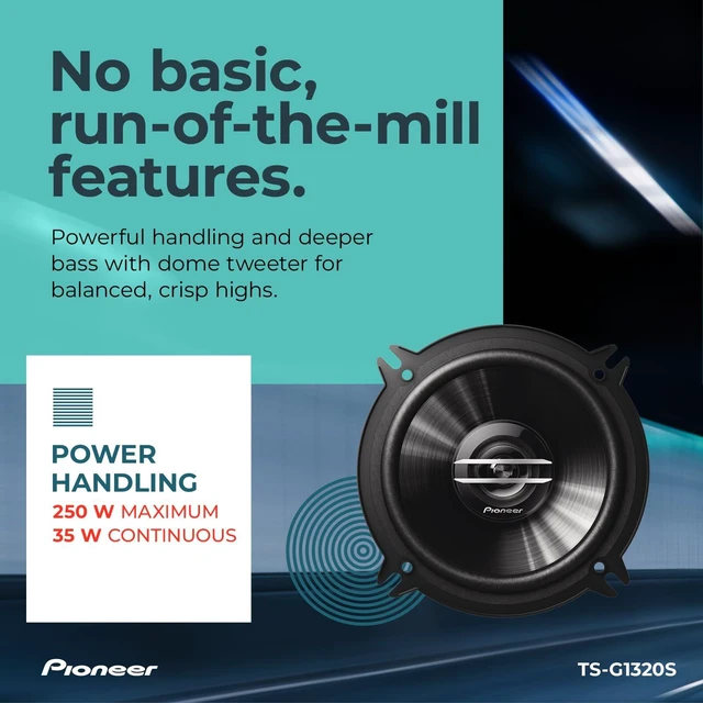 Alt view image 4 of 7 - PIONEER G-Series TS-G1320S 5.25" 2-Way Coaxial Car Speakers 250W Max | Great Stock Upgrade, Crisp Highs + Clear Vocals, High-Efficiency Speaker Designed for OEM Power