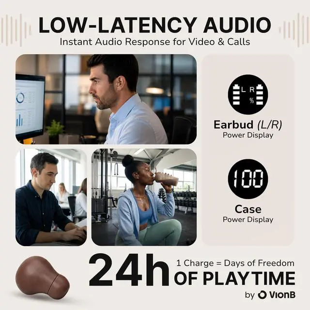 Alt view image 4 of 7 - Air Skin Tones Invisible Earbuds for Small Ears - Wireless Bluetooth 5.4, Skin-Matching Mini Stemless Ear Buds, IPX5 Waterproof, Crystal Clear Calls (Warm Cocoa)
