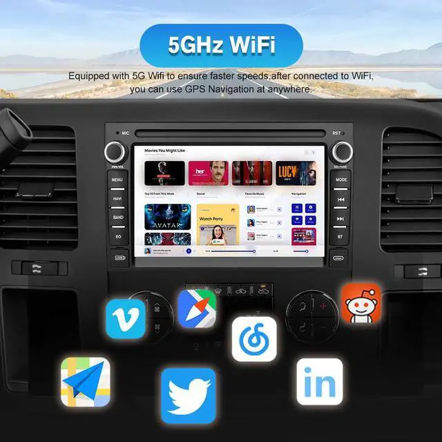 Alt view image 4 of 7 - Android Car Stereo for Chevy Silverado GMC Sierra Yukon 2007-2013 | Touch Screen Silverado 1500 Radio Replacement with GPS Navigation CarPlay Android Auto Multimedia Video Player - 2GB+64GB