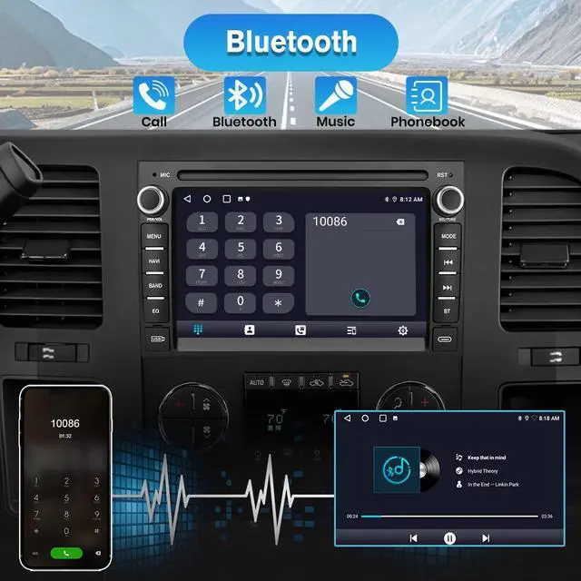 Alt view image 5 of 7 - Android Car Stereo for Chevy Silverado GMC Sierra Yukon 2007-2013 | Touch Screen Silverado 1500 Radio Replacement with GPS Navigation CarPlay Android Auto Multimedia Video Player - 2GB+64GB