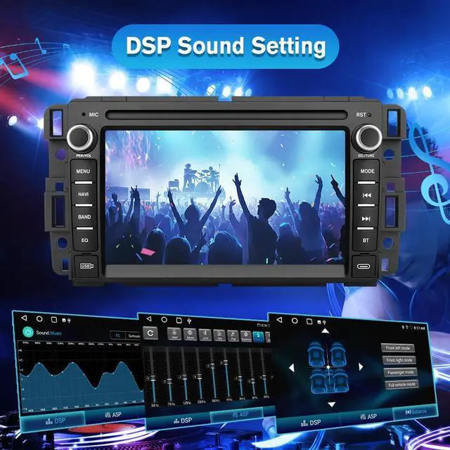 Alt view image 6 of 7 - Android Car Stereo for Chevy Silverado GMC Sierra Yukon 2007-2013 | Touch Screen Silverado 1500 Radio Replacement with GPS Navigation CarPlay Android Auto Multimedia Video Player - 2GB+64GB