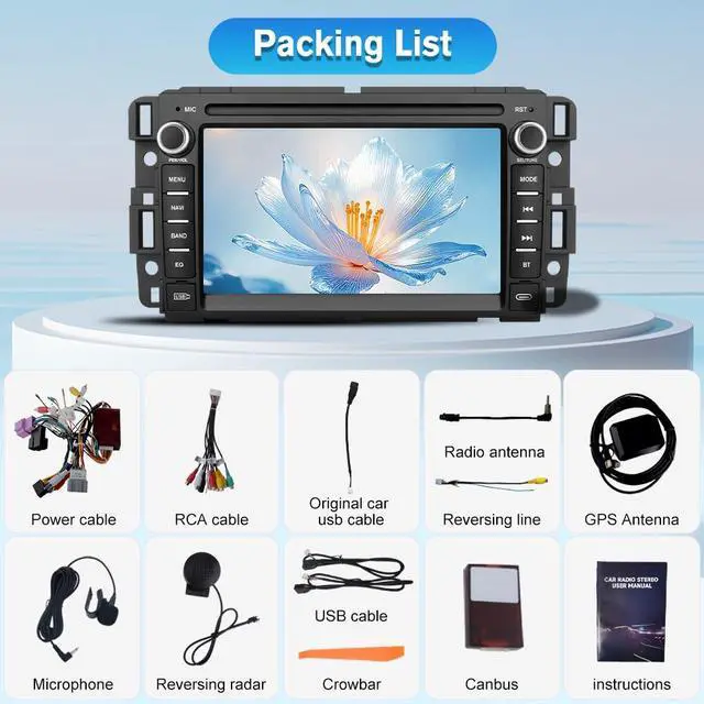 Alt view image 7 of 7 - Android Car Stereo for Chevy Silverado GMC Sierra Yukon 2007-2013 | Touch Screen Silverado 1500 Radio Replacement with GPS Navigation CarPlay Android Auto Multimedia Video Player - 2GB+64GB
