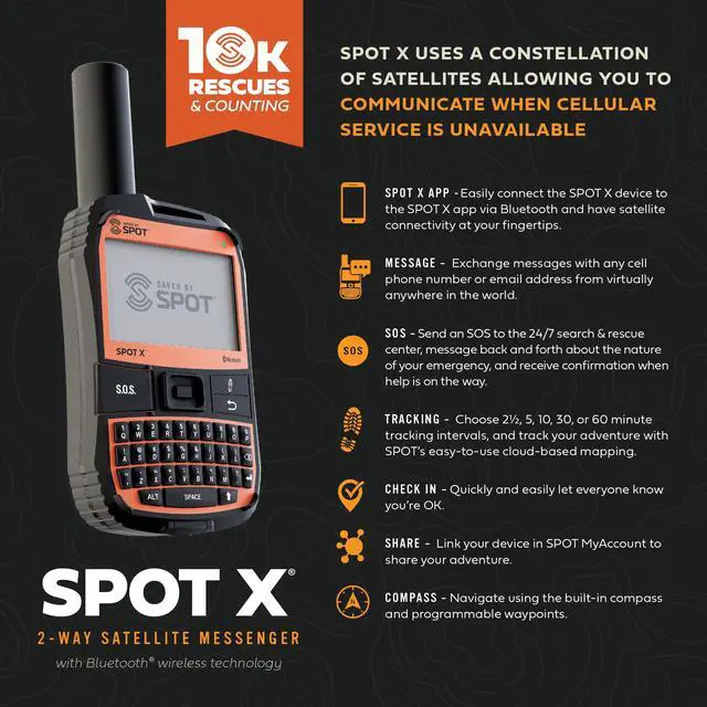 Alt view image 2 of 7 - Spot X with Bluetooth 2-Way Satellite Messenger | SOS Protection, Handheld Portable 2-Way GPS Messenger for Hiking, Camping, Cars, Subscription Required