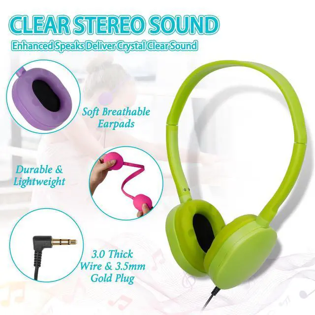 Alt view image 3 of 7 - Headphones Bulk 24 Pack for Classroom School,Wholesale Earphones | Class Set for Students Teens and Adult Multi Color 3.5mm Jack (12 Colors)