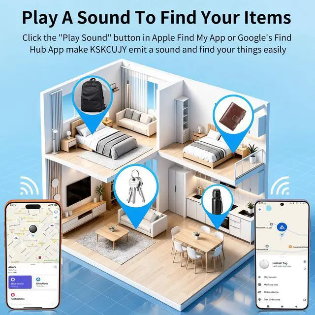 Alt view image 2 of 6 - 2026 Air Tracker Tag-4 Pack Item Locator for Android & iOS Bluetooth Tracker,Key Finders,Smart Tags Work with Apple Find My & Google's Find Hub