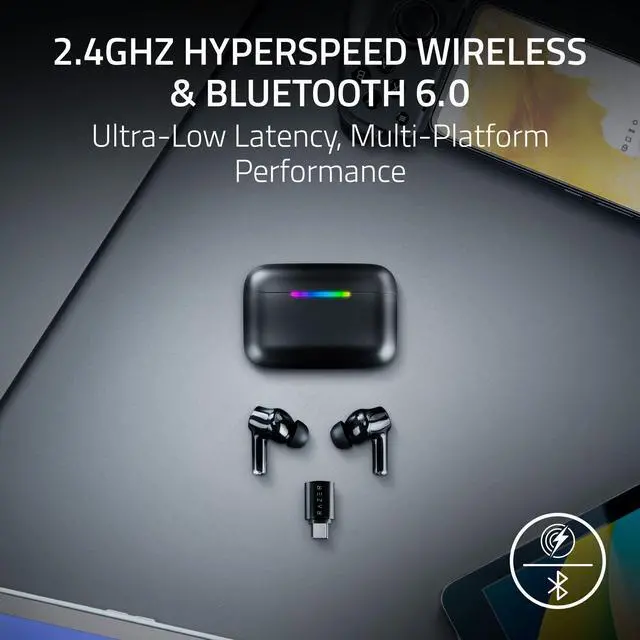 Alt view image 2 of 7 - Hammerhead V3 Wireless Multi-Platform ANC Gaming Earbuds, Black | 2.4GHz & Bluetooth 6.0, 40 Hr Battery, THX Spatial Audio, for Smartphones, PC, Laptop, Tablet, PS5, Steam Deck