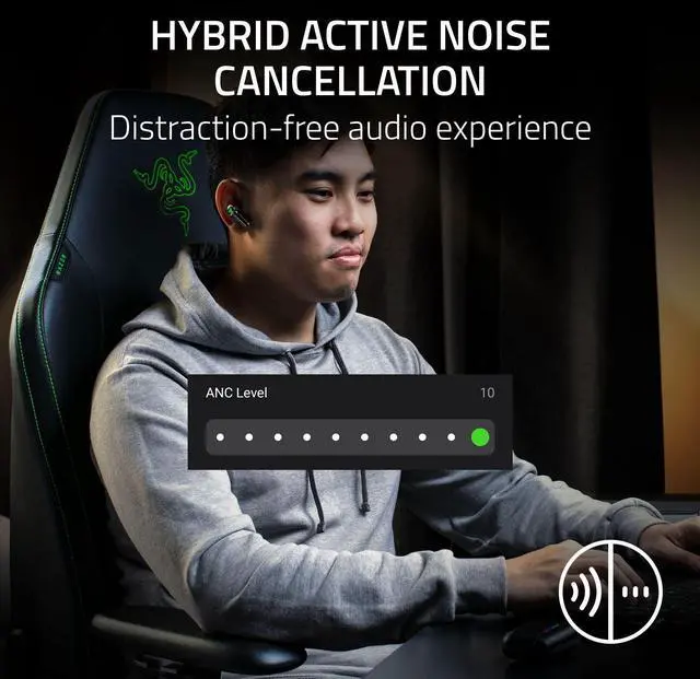 Alt view image 3 of 7 - Hammerhead V3 Wireless Multi-Platform ANC Gaming Earbuds, Black | 2.4GHz & Bluetooth 6.0, 40 Hr Battery, THX Spatial Audio, for Smartphones, PC, Laptop, Tablet, PS5, Steam Deck
