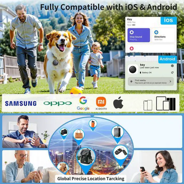 Alt view image 4 of 6 - 2026 Air Tracker Tag-4 Pack Item Locator for Android & iOS Bluetooth Tracker,Key Finders,Smart Tags Work with Apple Find My & Google's Find Hub