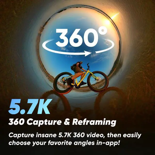 Alt view image 2 of 7 - X3-360 Action Camera with 5.7K 360 Active HDR Video, 4K Single-Lens Camera, Waterproof, FlowState Stabilization, 2.29" Touchscreen, AI Editing, for Motorcycle, Wintersports and Vlogging