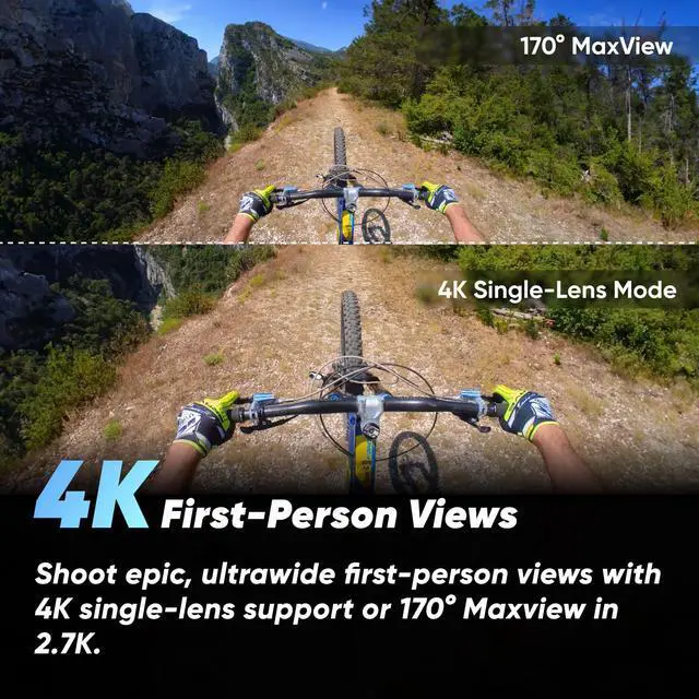 Alt view image 7 of 7 - X3-360 Action Camera with 5.7K 360 Active HDR Video, 4K Single-Lens Camera, Waterproof, FlowState Stabilization, 2.29" Touchscreen, AI Editing, for Motorcycle, Wintersports and Vlogging
