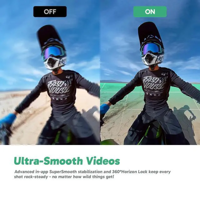 Alt view image 3 of 7 - 360 Action Camera Motorcycle Combo- 5.7K 360 Video with 1/2" 48MP Sensors, 72MP 360 Photo, 360-SuperSmooth, Invisible Selfie Stick, 360° Horizon Lock, AI Tracking