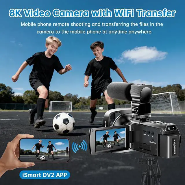 Alt view image 5 of 7 - 8K Video Camera Camcorder Latest 88MP Ultra HD Video Cameras WiFi Vlogging Camera for YouTube 18X Digital Video Cameras with Microphone 6-Axis Anti-Shake IR Night Vision Video Recorder