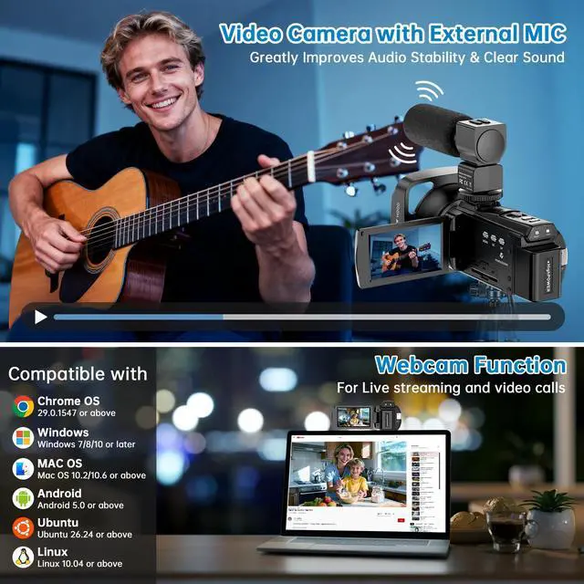 Alt view image 6 of 7 - 8K Video Camera Camcorder Latest 88MP Ultra HD Video Cameras WiFi Vlogging Camera for YouTube 18X Digital Video Cameras with Microphone 6-Axis Anti-Shake IR Night Vision Video Recorder