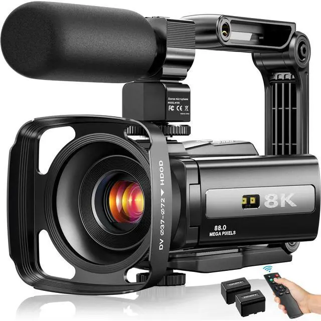 Main image of 8K Video Camera 88MP UHD WiFi Vlogging Cameras for YouTube 18X Digital Zoom IR Night Vision 3.0'' Touch Screen Camcorder with Microphone, Lens Hood, Stabilizer, Remote, Two Batteries