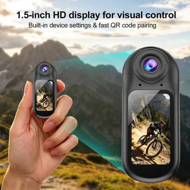 Alt view image 2 of 6 - 4K Mini Body Camera with Audio and Video Recording, Tiny Magnetic Action Camera with 1.5" Screen, 6Axis EIS, WiFi + Bluetooth, Portable Clip On Wearable POV Camera for Motorcycle Helmet, Sports, Pet