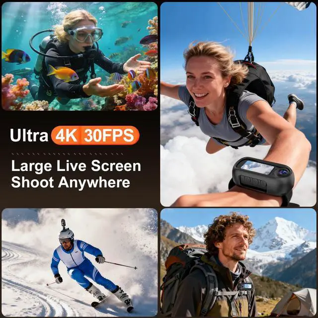 Alt view image 5 of 6 - 4K Mini Body Camera with Audio and Video Recording, Tiny Magnetic Action Camera with 1.5" Screen, 6Axis EIS, WiFi + Bluetooth, Portable Clip On Wearable POV Camera for Motorcycle Helmet, Sports, Pet
