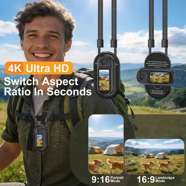 Alt view image 4 of 6 - 4K Mini Body Camera with Audio and Video Recording, Tiny Magnetic Action Camera with 1.5" Screen, 6Axis EIS, WiFi + Bluetooth, Portable Clip On Wearable POV Camera for Motorcycle Helmet, Sports, Pet