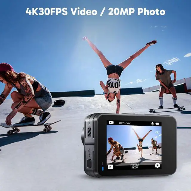Alt view image 2 of 7 - Brave 7 LE 4K30fps Action Camera with 64GB MicroSDXC U3 Memory Card Accessories Kit Bundle Ultra HD 131FT Waterproof Camera EIS 2.0 WiFi Remote Control Zoom Underwater Camera