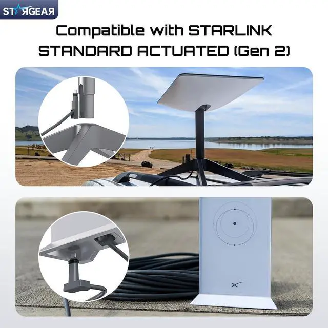 Alt view image 2 of 7 - Starlink Cable 75FT for Standard Actuated Gen 2, Starlink Replacement Cable for Rectangular Satellite V2 Waterproof Gray