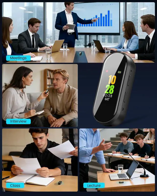 Alt view image 3 of 3 - 64GB Digital Voice Recorder, 4-in-1 New Upgraded Noise Reduction Hi-Fi Pure Sound Quality, 3072Kbps Audio Activated Voice Recorder for Your Lectures, Meetings, and Classes