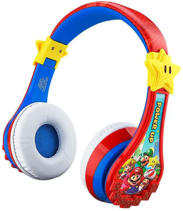 Main image of Super Mario Wireless Bluetooth Portable Kids Headphones with Microphone, Volume Reduced to Protect Hearing Rechargeable Battery, Adjustable Kids Headband for School Home or Travel