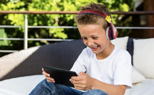 Alt view image 5 of 7 - Super Mario Wireless Bluetooth Portable Kids Headphones with Microphone, Volume Reduced to Protect Hearing Rechargeable Battery, Adjustable Kids Headband for School Home or Travel