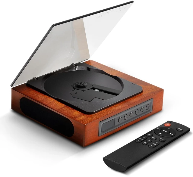 Main image of DVP-560 Wooden Retro CD Player for Home, Built-in Dual Speakers, Bluetooth 5.3 Transmitter & Receiver, USB/SD Playback, Remote Control, Rechargeable, Gift for Dads & Music Lovers