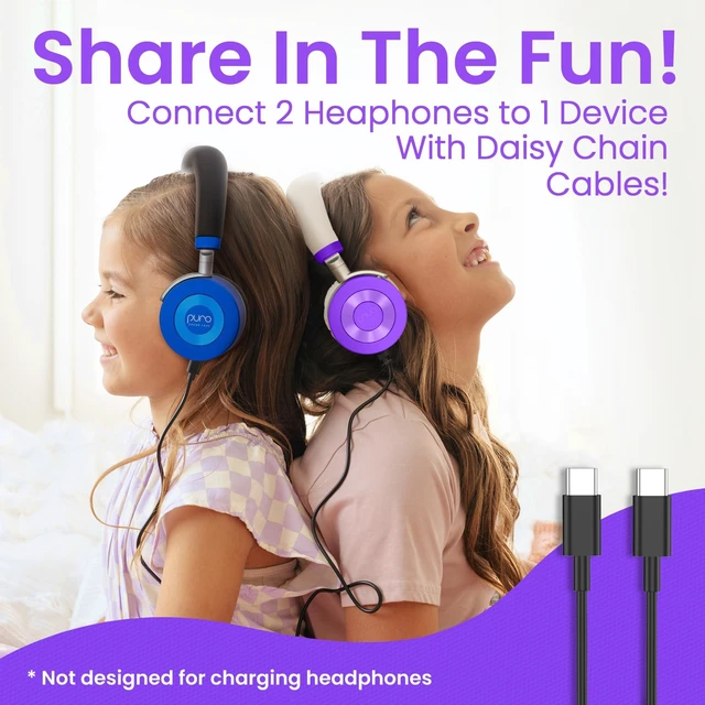 Alt view image 4 of 7 - Kids Headphones, Volume-Limiting, JuniorJam Plus, Purple Universal Hybrid Active Noise Cancelling Headphone, Volume Limiting, Hi-Res Audio, 32h Playtime, Pc Wireless Headset with Mic
