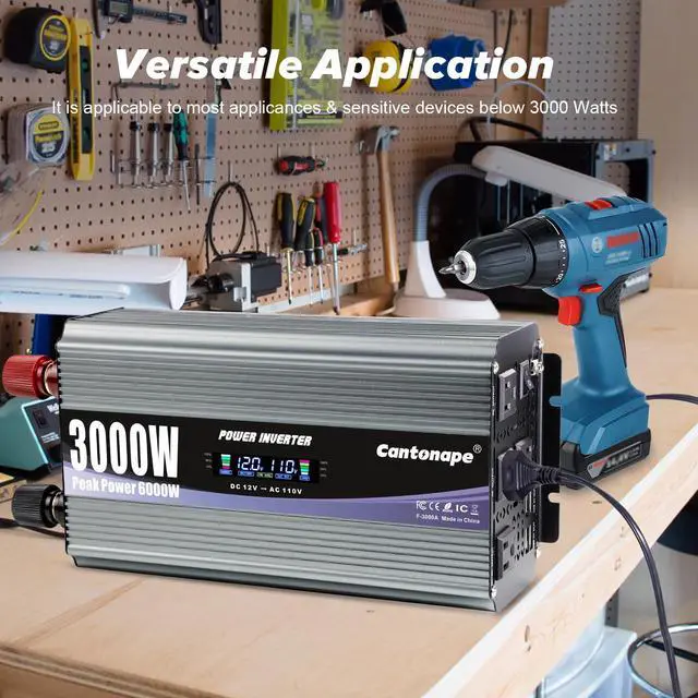 Alt view image 6 of 7 - 3000W Power Inverter 12V to 110V/120V DC to AC with LCD Display | Remote Controller and 4 x AC Outlets Car Adapter for Car Truck Boat RV Off Grid Solar System