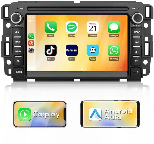 Main image of Car Radio for Chevy Silverado 1500 GMC Sierra Acadia 2007-2013 | 7 Inch Android Touch Screen Head Unit, CarPlay Android Auto, AM FM, Bluetooth, 4Core 64GB