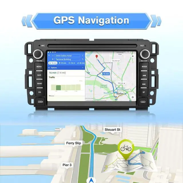 Alt view image 4 of 7 - Car Radio for Chevy Silverado 1500 GMC Sierra Acadia 2007-2013 | 7 Inch Android Touch Screen Head Unit, CarPlay Android Auto, AM FM, Bluetooth, 4Core 64GB
