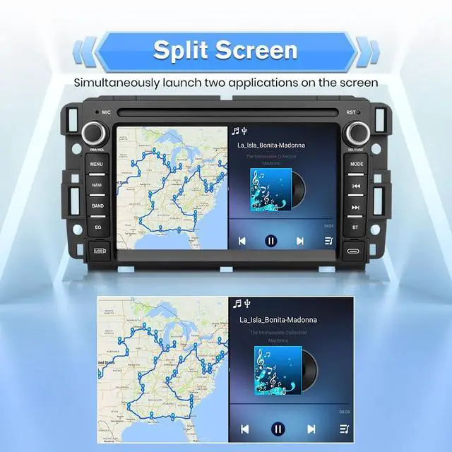 Alt view image 6 of 7 - Car Radio for Chevy Silverado 1500 GMC Sierra Acadia 2007-2013 | 7 Inch Android Touch Screen Head Unit, CarPlay Android Auto, AM FM, Bluetooth, 4Core 64GB