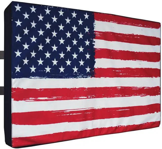 Main image of Outdoor TV Cover 40, 42, 43 inch - WITH ZIPPER, Weatherproof and Waterproof 360 degrees protection, 600D Heavy Duty Fabric American Flag