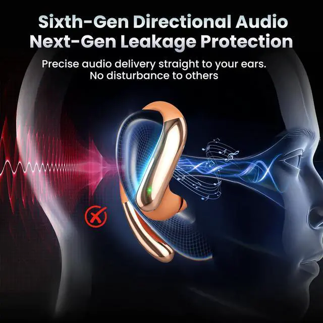 Alt view image 4 of 7 - Bluetooth Headphones Wireless Earbuds Bluetooth 6.0 Headphone,Sport Bluetooth Earbuds Stereo Deep Bass Over Ear Bud with Earhooks,50Hrs Playtime, IP5 Waterproof Earphone for Gym/Running/Workout Orange