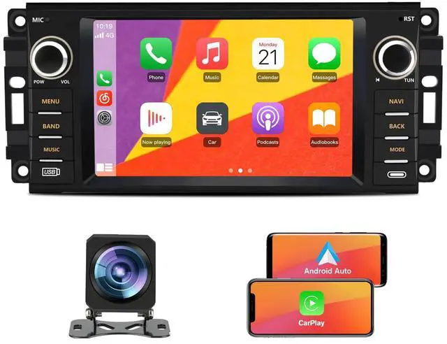 Main image of Car Stereo for Jeep Wrangler Jeep Patriot Compass Dodge Ram | 7 Inch Android Jeep JK Carplay Android Auto, Touch Screen Head Unit, Bluetooth GPS Navigation, Backup Camera