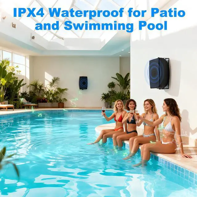 Alt view image 3 of 7 - 8 Inch 600W Outdoor Bluetooth Speakers Waterproof with Powerful Bass, TWS Pairing Wall Mount Durable Loud Sound System | Ideal for Large Spaces: Commercial Areas, Spacious Backyards (Black)