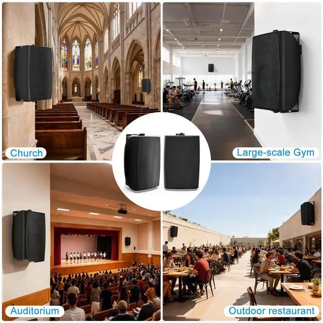 Alt view image 6 of 7 - 8 Inch 600W Outdoor Bluetooth Speakers Waterproof with Powerful Bass, TWS Pairing Wall Mount Durable Loud Sound System | Ideal for Large Spaces: Commercial Areas, Spacious Backyards (Black)