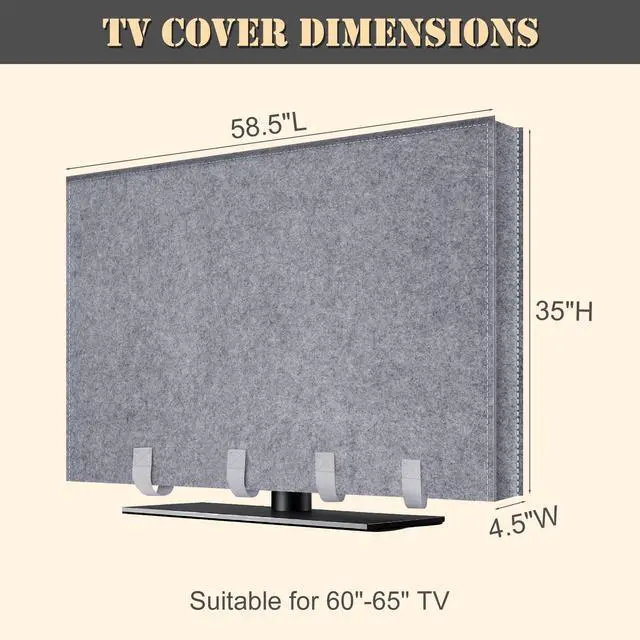 Alt view image 2 of 7 - TV Moving Dust Cover 65 Inch, Anti-Scratch Felt for 60"-65" Flat Screen TV | 58.5"L × 35"H Television Protection, Bottom Strap Fastening, Dustproof, for Home Renovation, Pet Scratch Or Other Furniture