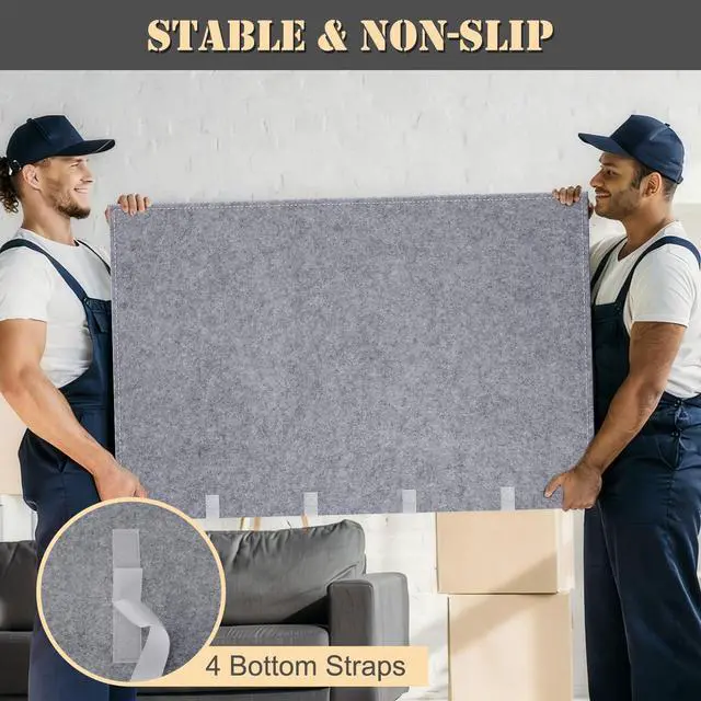 Alt view image 4 of 7 - TV Moving Dust Cover 65 Inch, Anti-Scratch Felt for 60"-65" Flat Screen TV | 58.5"L × 35"H Television Protection, Bottom Strap Fastening, Dustproof, for Home Renovation, Pet Scratch Or Other Furniture