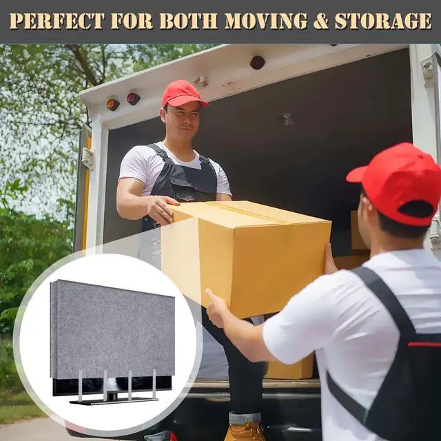 Alt view image 5 of 7 - TV Moving Dust Cover 65 Inch, Anti-Scratch Felt for 60"-65" Flat Screen TV | 58.5"L × 35"H Television Protection, Bottom Strap Fastening, Dustproof, for Home Renovation, Pet Scratch Or Other Furniture