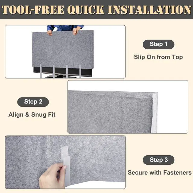 Alt view image 7 of 7 - TV Moving Dust Cover 65 Inch, Anti-Scratch Felt for 60"-65" Flat Screen TV | 58.5"L × 35"H Television Protection, Bottom Strap Fastening, Dustproof, for Home Renovation, Pet Scratch Or Other Furniture
