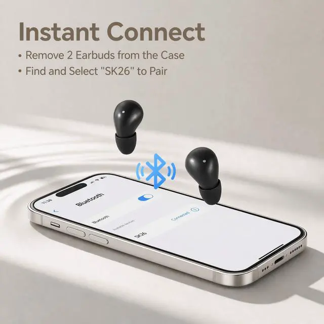 Alt view image 7 of 7 - Mini Invisible Bluetooth Earbuds - Ergonomic Wireless Earbuds with Premium Sound Quality and One-Step Auto Pairing