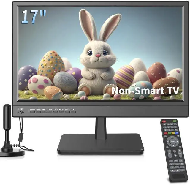 Main image of 17inch TV,Small Flat Screen TV with ATSC Digital Tuner-HDMI &USB Port in-Dual Power-12 Volt Charger Cable and AC Power Suitable-for Caravan,Kitchen,Bedroom