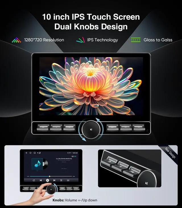 Alt view image 6 of 7 - 10in Car Stereo for Ford F150 F250 F350 2004-2016 CarPlay Auto | Fits F150 04-08 F250 F350 08-16, Work Glove Knob Keybutton, 4G+64GB ROM for Offline Maps, QLED Screen, 1080P Back Up Camera